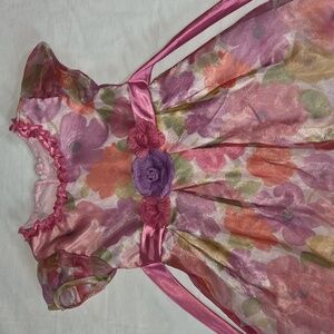 NANNETTE NEW Fancy Dress With Flowers & Ribbon Pink Purple Multicolored Sz 4 NWT